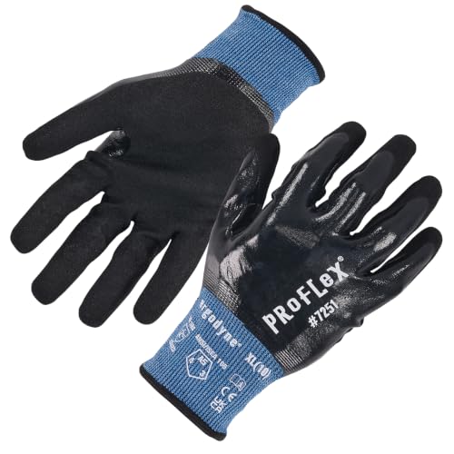 Image of Ergodyne Unisex Proflex 7251 Fully Coated Nitrile Cut-resistant Gloves - Ansi /Isea 105-2016 A5, En 388 4x42d, Water-resistant, 21g