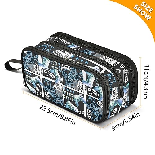 Image of Games Large Capacity Pencil Case Pencil Pouch Pen Box | 3 Compartment Large Storage Pencil Bag for Adults School Office Teen Girl Boy Men Women