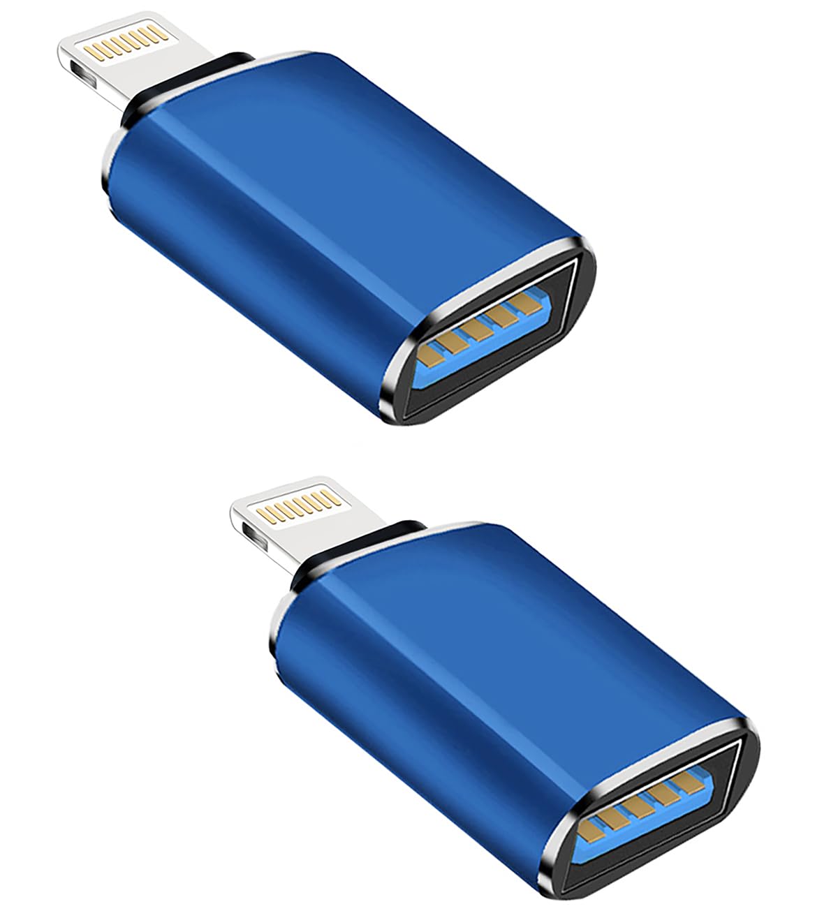 Apple MFI Certified Lightning to USB Camera Adapter, USB 3.0 OTG Cable Adapter for iPhone 14 13 12 11 XS XR X SE 8 7 6 5 iPad to Connect Card Reader, Keyboard, Mouse, Piano, USB Flash Drive (Blue)