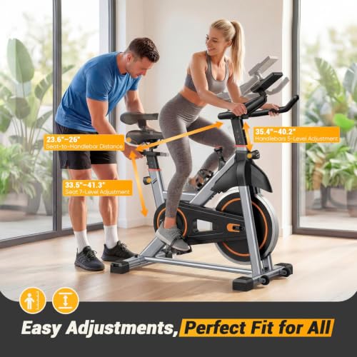 Image of NEWBULIG Exercise Bike with APP, Stationary Bikes for Home, Workout Bike for Adults & Seniors, Cycle Machine, Adjustable Height and Resistance, Low Noise, 265lbs Weight Capacity, Easy Assembly