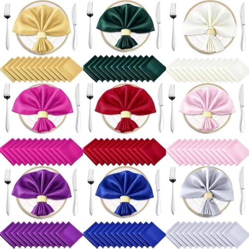 4 servilletas de mesa satín cuadradas 16.92x16.92 in rosa miniatura 3