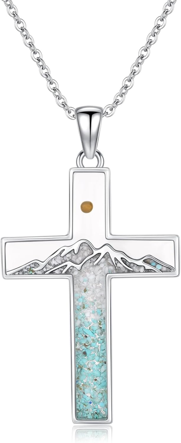 Mountain Necklace 925 Sterling Silver Mustard Seed Pendant Necklace Jewelry Gifts for Women Girls