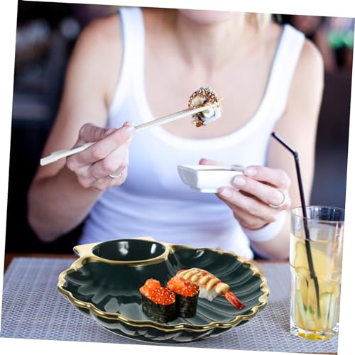 Plato de cerámica en forma de concha para sushi y aperitivos miniatura 4