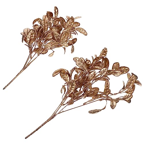 DIKACA 2 Piezas Ramo De Hojas De Kim Decoración De Otoño Decoración De Plantas Falsas Estético Navidad Suculentas Decoraciones Luces De Hadas Vides Falsas Fiesta El Plastico Golden