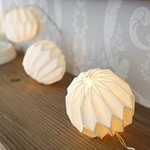 lichtsnoer, 10 papier lampion, LED, papierleuchten, leuchtkette, voor buiten en Binnen, wit, met batterij