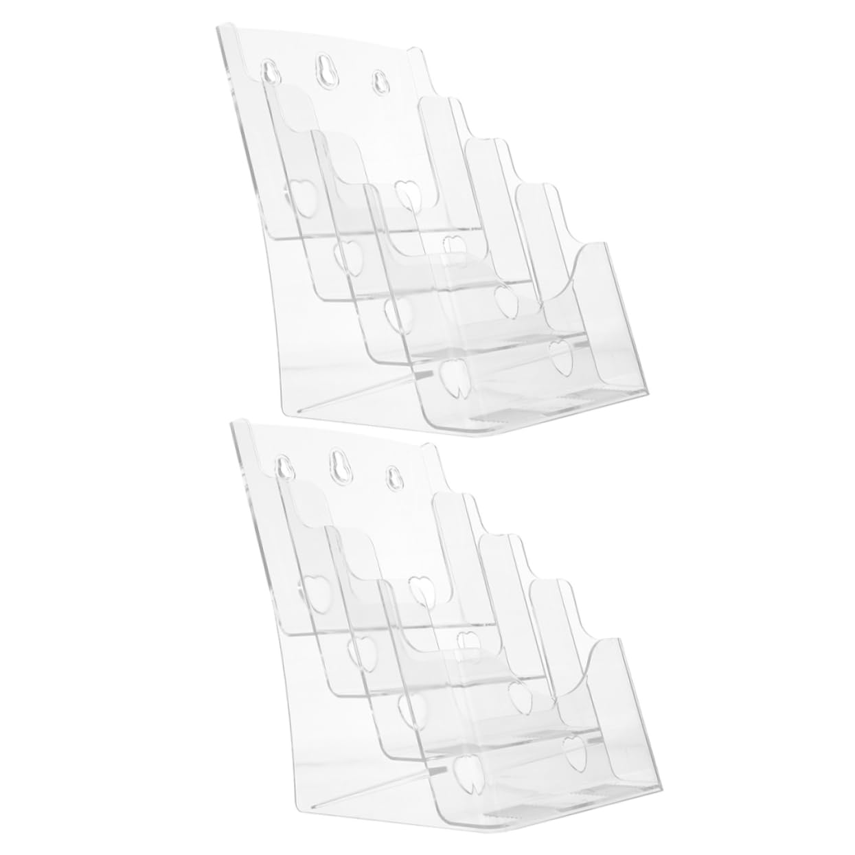 Sewroro Lot de 2 Présentoirs à Dépliants en Plastique, 4 Niveaux, Format Compact, pour Classer Brochures et Afficher des Prospectus la Maison Bureau