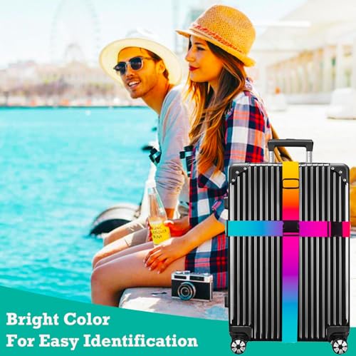 Image of Luggage Straps for Suitcases TSA Approved Easy Pack Organized Suitcase Strap, Luggage Strap, Luggage Belt Strap, Bag Straps for Luggage. Buckle Straps Travel Accessories (Colorful)