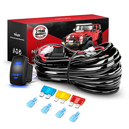 Nilight - 10015W - NI-WA 09 LED Light Bar Wiring Harness Kit 14AWG Heavy Duty 12V 5Pin Rocker Switch Laser On off Waterproof Switch Power Relay Blade Fuse-2 Leads,2 Years Warranty by Nilight - Used condition - US$10.56