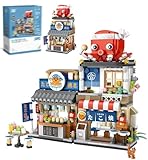LUOGFYNI Japanese Street View Takoyaki Shop Building Blocks Set, Theme Store Simulation Architecture Creative Model, Mini Bricks Construction Building Toy for Adults (1218)