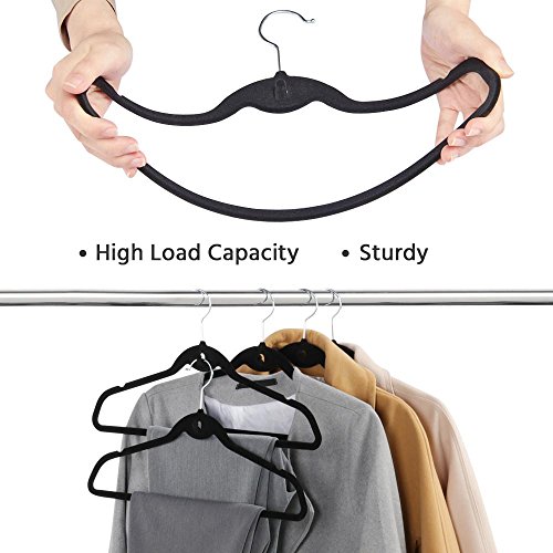 Yaheetech Cascading Non Slip Velvet Hangers - Heavy Duty - Suit Hangers Space Saving Clothes Hangers 360° Swivel Hook, Black - Pack Of 100 #TOP6