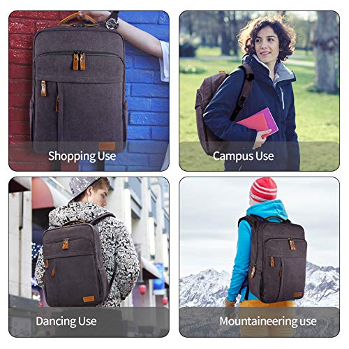 Estarer Laptop Backpack w/USB Charging Port for Men Women, Water Resistant Canvas Backpack School Office Work Fit Most 17-17.3 Inch Computer