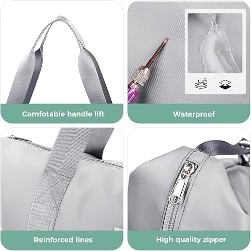 Image of Nylon 41L Expandable Foldable Waterproof Duffle Bag for Women (Grey)