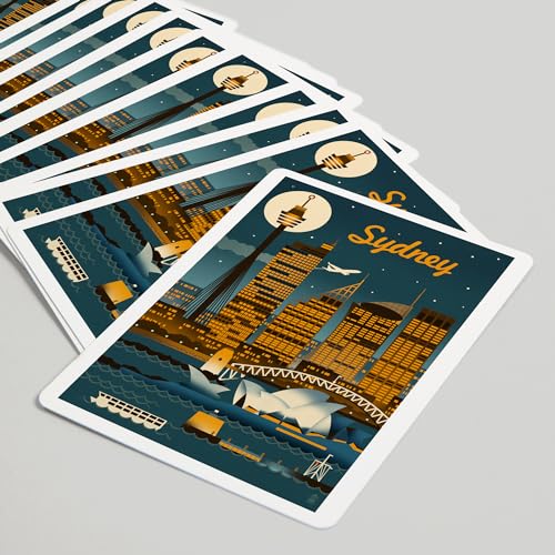 Baraja de Poker Sydney Australia Retro Skyline 52 Cartas miniatura 5
