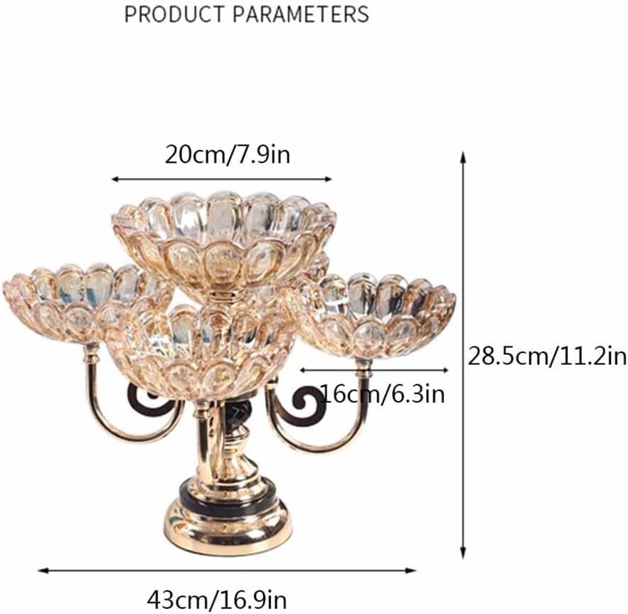 Corbeille à fruits rotative multicouche, plateau à fruits en verre cristal pour la maison, le salon, la décoration de table à thé