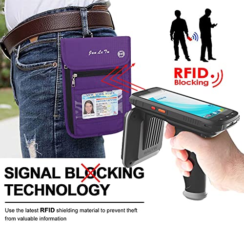 Wealth & Strength Passport Holder Neck Pouch With Rfid Blocking-Travel Neck Wallet To Keep Your Cash, Credit Cards And Documents Safe For Men & Women (Purple) #TOP1