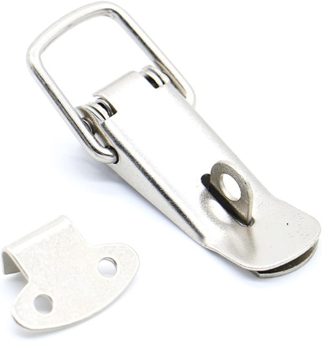 J106 Cabinet Boxes Spring Loaded Latch Catch Toggle Locks Hasp 27 * 63 Iron Hasp for Sliding Door Window Cabinet 1Pcs