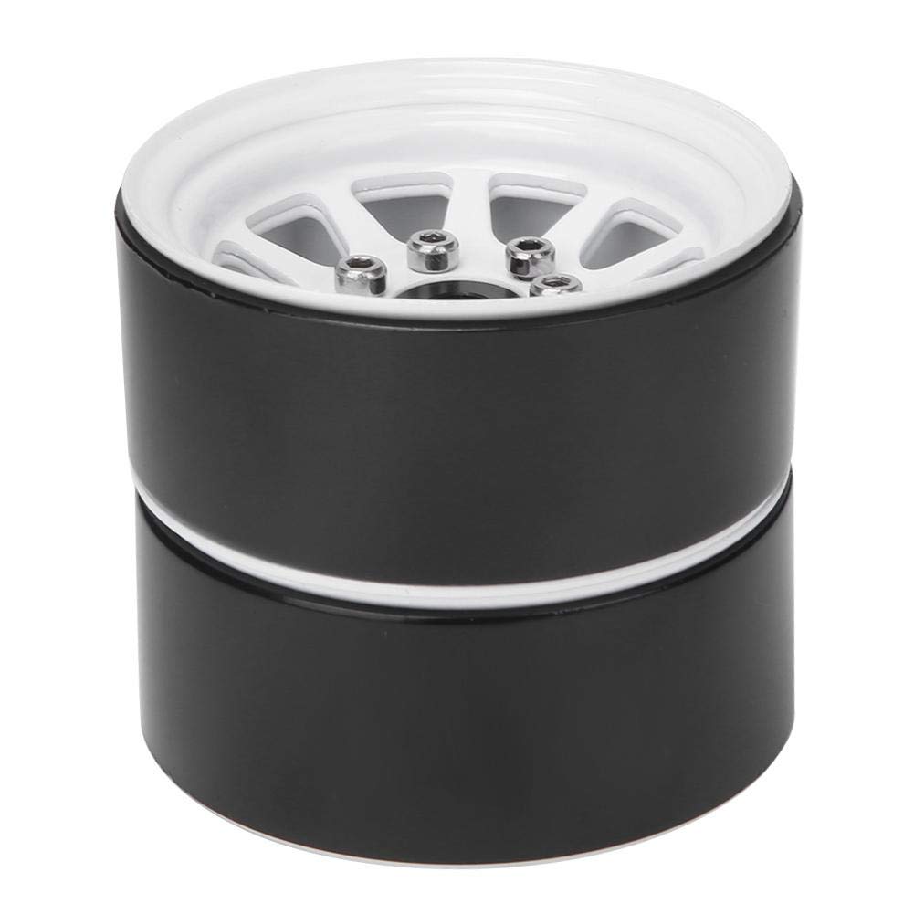 Dilwe Moyeu de Jantes en Alliage Beadlock Compatible avec TRAXXAS -4 1/10 RC Crawler(Blanc)