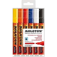 Molotow ONE4ALL Acrylic Paint Marker Set, 6 Basic Colors #1, 4mm 200.453