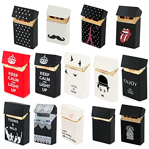 Silicone Cigarette Case for Women Men One-Hand Operate Cigarettes Case Box Holder Pocket Carrying Cigarette Box Case for Hold 20 Regular Size (Whole Pack of Cigarette)