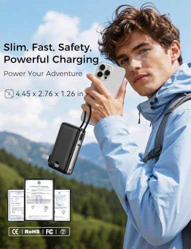 Image of Portable Charger Power Bank 50000mAh Massive Capacity with Wall Plug | Built-in USB-C & iOS Cables, 22.5W Fast Charging Battery Pack with LED Display, Travel Essential for Camping, iPhone, Samsung