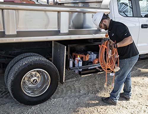 Image of Buyers Products 1704705 Black Steel Underbody Truck Box With Silver Polished Stainless Steel Door, 24 x 24 x 36 Inch, Made In The USA, Truck Tool Box Organizer With Storage, Job Box For Work Truck