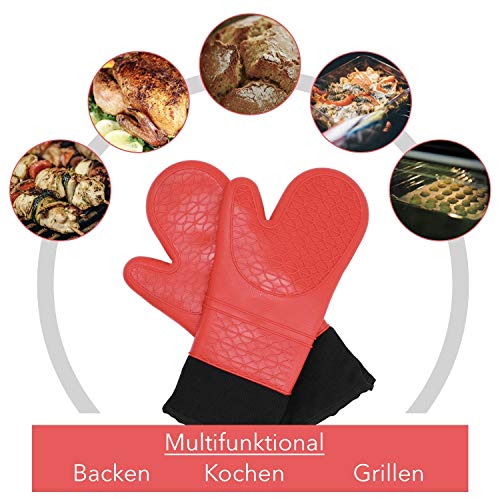 AVANA Silicone Oven Gloves Heat Resistant Anti-Slip Cooking Gloves with Soft Cotton Lining up to 350°C Gloves for Cooking and Baking - Image 4