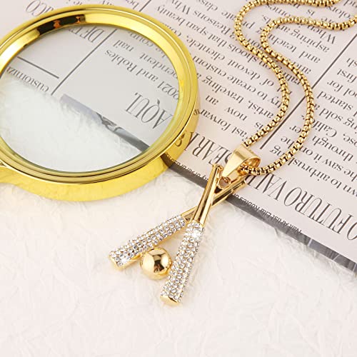 Asalways Hip Hop Jewelry Iced Out Cross Baseball Bat Pendant Sports 18K Gold Plated Necklace For Men Women(Cross Baseball) #TOP5