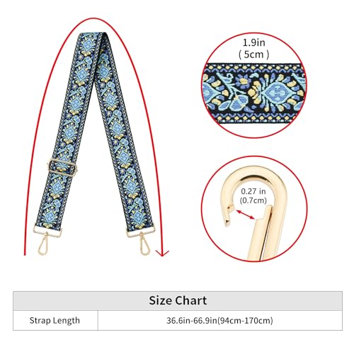 Image of Wide Shoulder Strap Adjustable Replacement Belt Guitar Style Crossbody Bag Handbag Strap Multicolor Canvas Straps(Wide:2in)(Color73)
