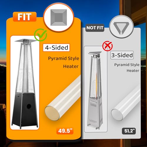 Patio Heater Glass Tube Replacement, 49.5 x 4" Patio Heater Replacement Parts with Ring, Outdoor Heater Replacement Parts for 4-Sided Pyramid Heater, Glass Tube Patio Heater for Hiland, fire sense by SUMNEW - Image 2