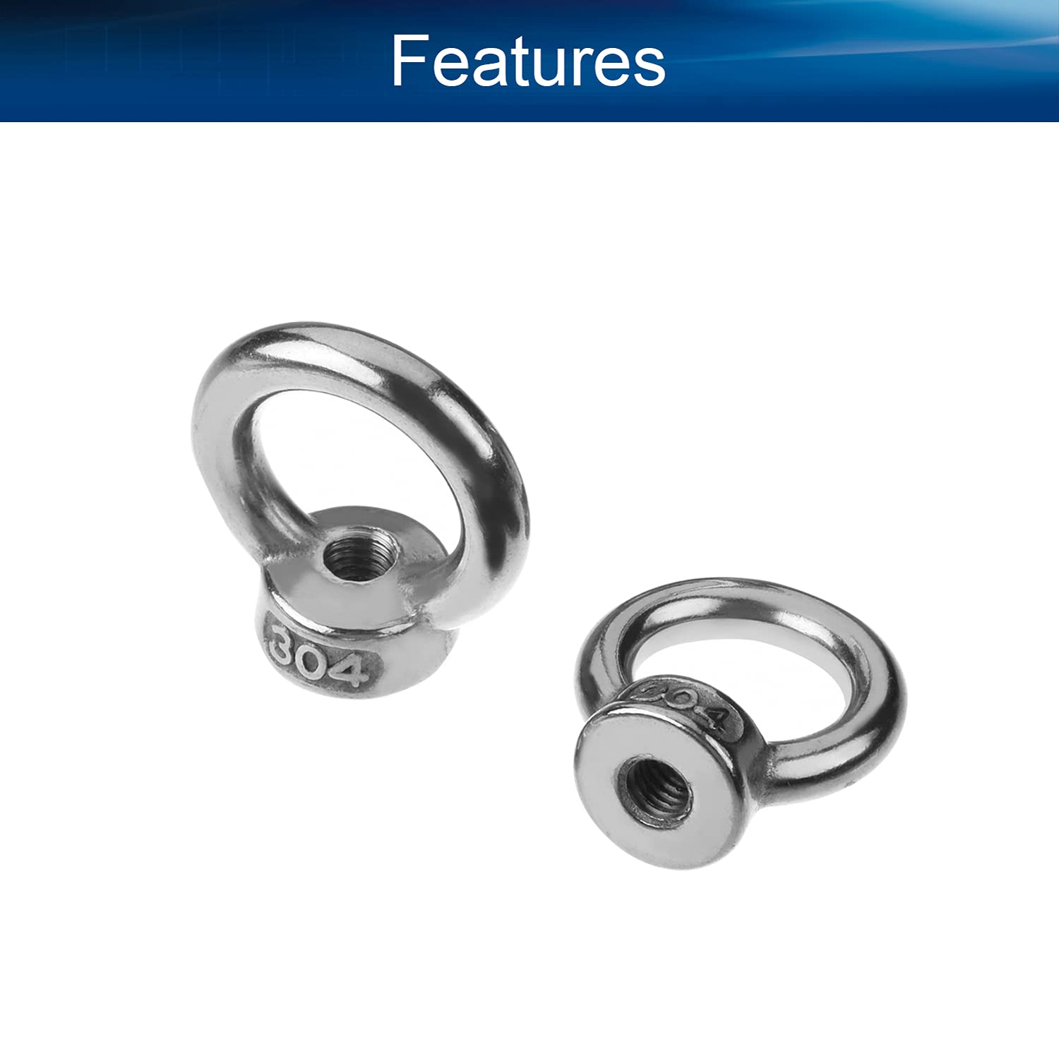 Jutagoss Lifting Eye Nut M6 Female Thread 304 Stainless Steel Round Shape for Rope Fitting Silver Tone 20Pcs