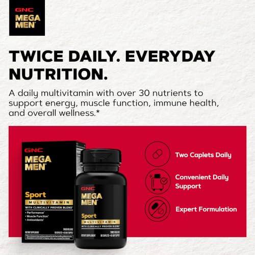 GNC Mega Men Sport Multivitamin, Performance & Muscle Function, 90 Count - Image 3