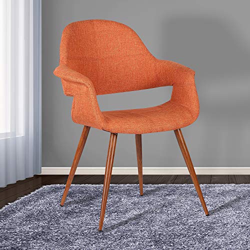 Armen Living Phoebe Dining Chair In Orange Fabric And Walnut Wood Finish #TOP7