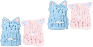 Amosfun 4 Peças Toalha Para Cabelo Toalhas De Cabelo De Microfibra Toalha De Secagem Rápida Touca De Secagem De Cabelo Toalha De Cabelo De Secagem Rápida Toalha De Cabelo De Secagem