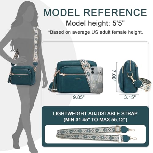 Image of Small Leather Crossbody Bags for Women Anti theft Purses and Handbag Shoulder Hangbag with Wide Strap Tassel