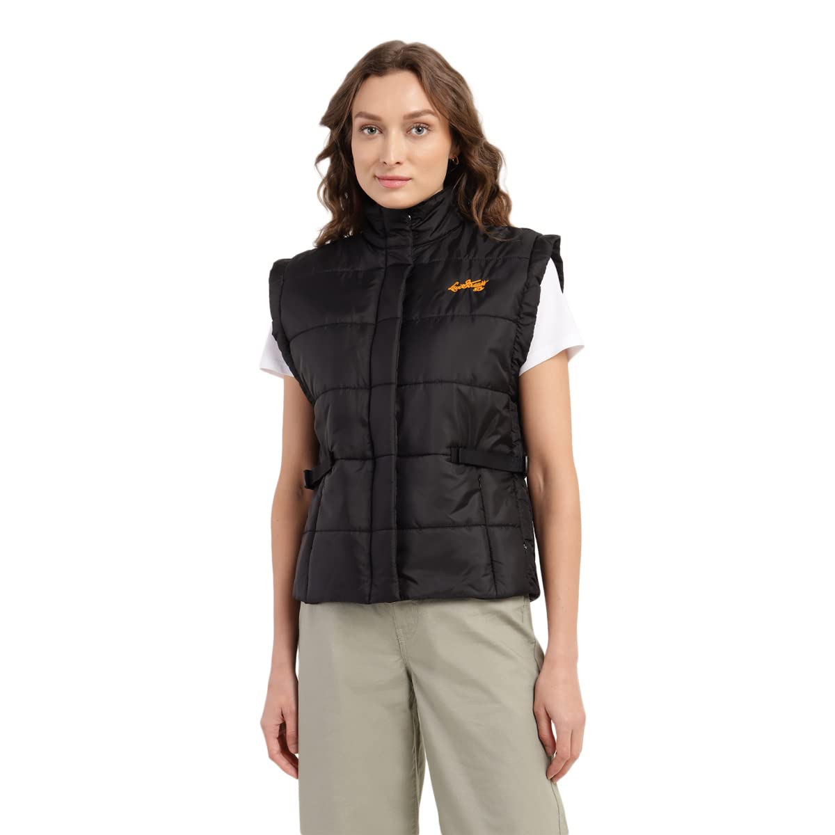 levi's Women's Nylon & Net Solid Turtle Neck Standard Length Quilted Jacket-picture-19