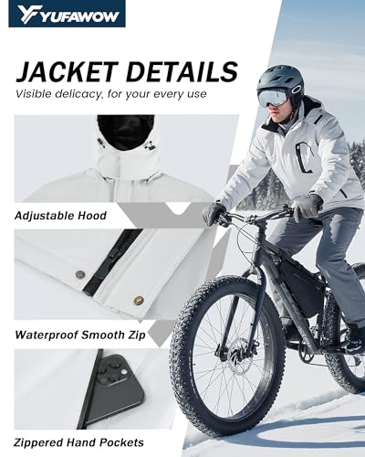 Image of Yufawow Men's Ski Jacket Waterproof Warm Snowboard Jacket Insulated Winter Coat for Outdoor Cold Weather Sports Work