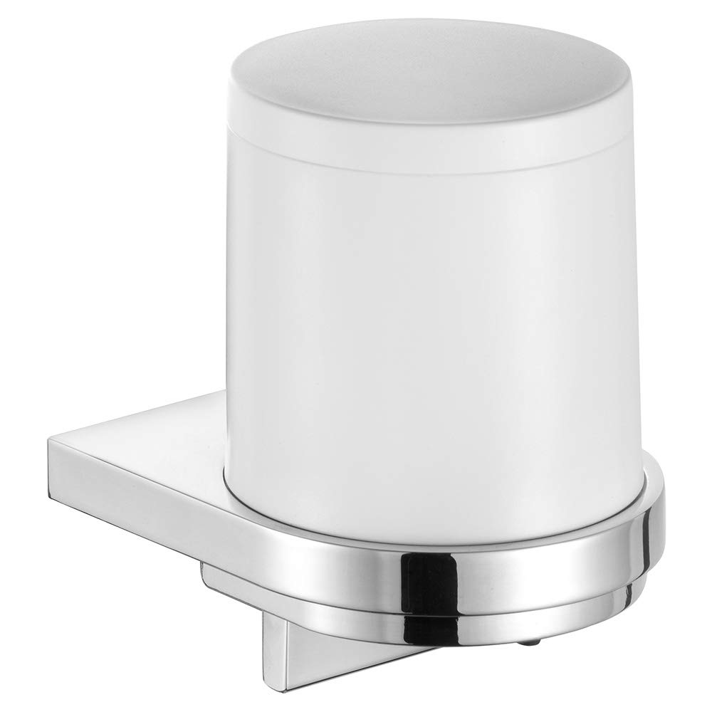 KEUCO Moll Dispensador de jabón con Recipiente de jabón de plástico, 180 ml, Metal Cromado, Made in Germany, rellenable, Incl. Tornillos y Tacos, dosificador de loción para taladrar