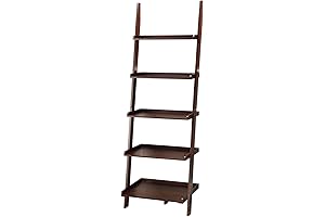 Praktical Leaning Bookcase with 5-Tier Ladder-Style Organizer