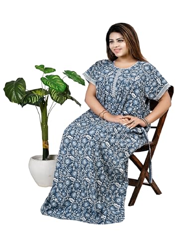 Image of Bejod's Collection Women Pure Cotton Nighty | Full Length Floral Printed Cotton Nighty Maxi | Soft & Breathable Nightwear (L-4XL)