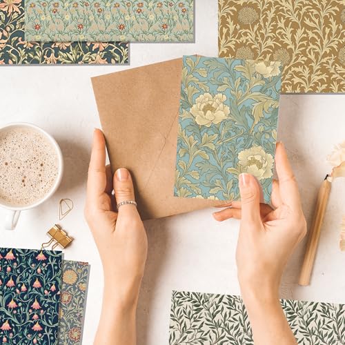 24 Sheets William Morris Pattern Paper 11.8\'\' x 11.8\'\' William Morris Floral Scrapbook Paper Vines and Flower Patterned Double-Sided Cardstock Pack for Scrapbooking Background DIY Card Making Origami