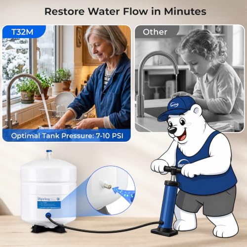 Image of iSpring T32M Pressurized Water Storage Tank with Ball Valve for Reverse Osmosis RO Systems, 4 Gallon