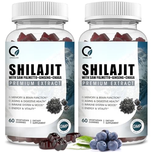 ORGEUOS Himalayan Shilajit Gummies with 85+ Trace Minerals & Fulvic Acid for Energy, Immune, Cognitive Support High Potency Pure Natural Shilajit Supplement for Men & Women 60 Gummies (2 Packs)