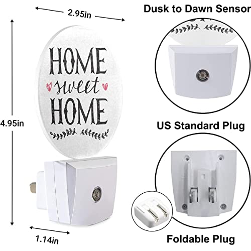 Image of Night Lights Plug into Wall Sweet Home Hand Lettering Word Night Light Dusk to Dawn Sensor LED Lighting for Bedroom Bathroom Living Room, 0.5W Sleep Friendly
