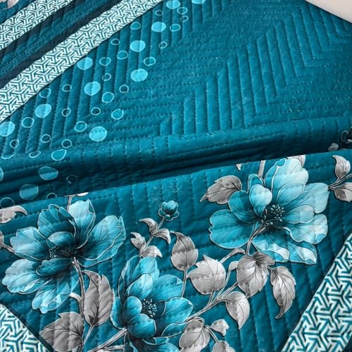 Image of Homerz 'Brooklyn Series' Premium Sofa Cover | Quilted Floral Design | Non-Slip Washable Sofa Protector | Soft Anti Slip Fabric (Teal, 2 Seater, Only Seat Cover)