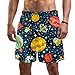 GORDESC Cartoon Space Star Planet Astronave Costume da bagno da uomo Pantaloncini da spiaggia Pantaloni ad asciugatura rapida con tasche/fodera in rete, multicolore, XL