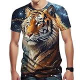 3D-Digitaldrucktechnologie: verwandelt die Elemente des Tigers in ein tiefes, reichhaltiges und langlebiges tragbares Kunstwerk, das einzigartig ein Ganzkörper-T-Shirt schafft.