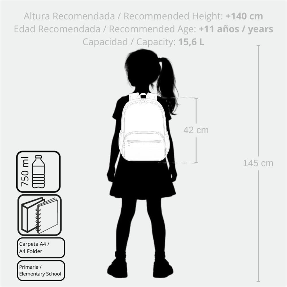Enso Little Urban Queen Mochila Escolar Mochila Infantil Fabricada en Poliéster, Tirantes Anchos y Ajustables Que se adaptan, Bolsillo Frontal.