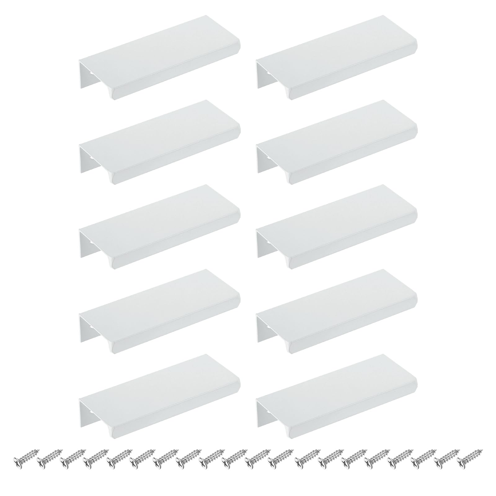 Poignées cachées blanches profilées en aluminium 80mm pour ouverture fluide de tiroir