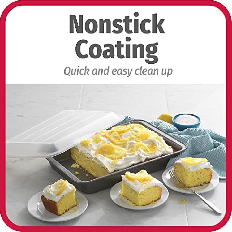 GoodCook Set of 2 Nonstick Steel 13 x 9 Cake Baking Pans with Covers, Gray