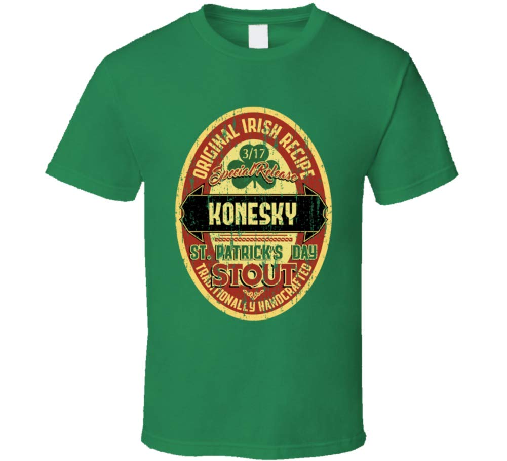 Konesky Original Irish Recipe Stout St Patrick's Day Family Reunion Distressed T Shirt